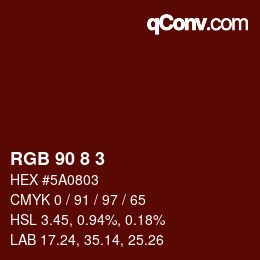 Color code: RGB 90 8 3 | qconv.com