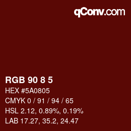 カラーコード: RGB 90 8 5 | qconv.com
