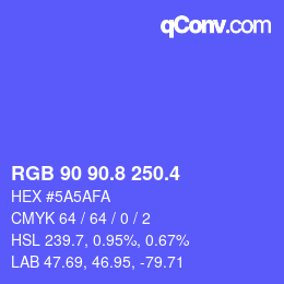 カラーコード: RGB 90 90.8 250.4 | qconv.com
