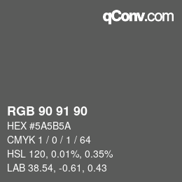 颜色代码: RGB 90 91 90 | qconv.com