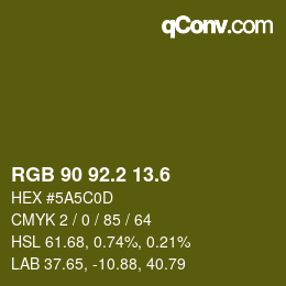 カラーコード: RGB 90 92.2 13.6 | qconv.com