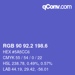 カラーコード: RGB 90 92.2 198.6 | qconv.com
