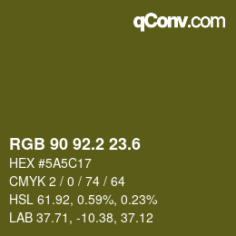 カラーコード: RGB 90 92.2 23.6 | qconv.com