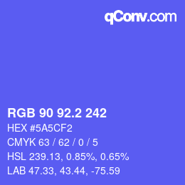 カラーコード: RGB 90 92.2 242 | qconv.com