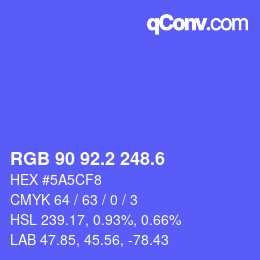 カラーコード: RGB 90 92.2 248.6 | qconv.com