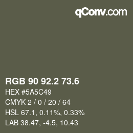 カラーコード: RGB 90 92.2 73.6 | qconv.com