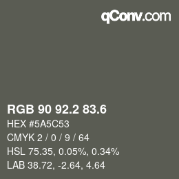 カラーコード: RGB 90 92.2 83.6 | qconv.com