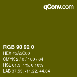 颜色代码: RGB 90 92 0 | qconv.com