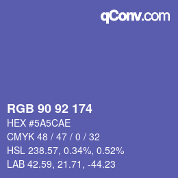 Color code: RGB 90 92 174 | qconv.com