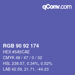 カラーコード: RGB 90 92 174 | qconv.com