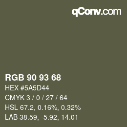 Color code: RGB 90 93 68 | qconv.com