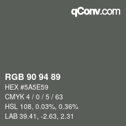 Farbcode: RGB 90 94 89 | qconv.com