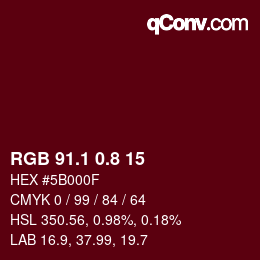 カラーコード: RGB 91.1 0.8 15 | qconv.com