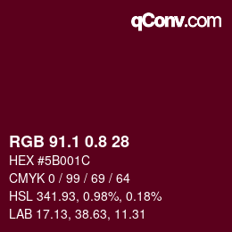 カラーコード: RGB 91.1 0.8 28 | qconv.com