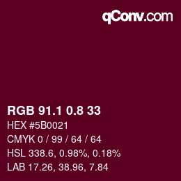 カラーコード: RGB 91.1 0.8 33 | qconv.com