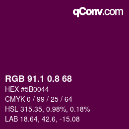 カラーコード: RGB 91.1 0.8 68 | qconv.com