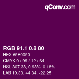 カラーコード: RGB 91.1 0.8 80 | qconv.com