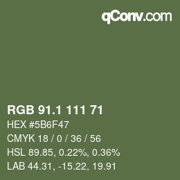 カラーコード: RGB 91.1 111 71 | qconv.com