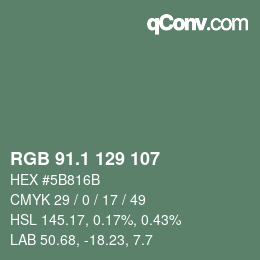 Color code: RGB 91.1 129 107 | qconv.com