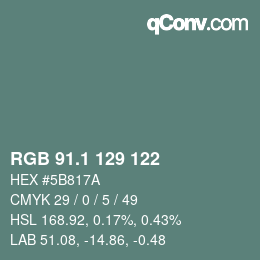 Color code: RGB 91.1 129 122 | qconv.com