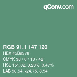 カラーコード: RGB 91.1 147 120 | qconv.com