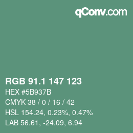 カラーコード: RGB 91.1 147 123 | qconv.com