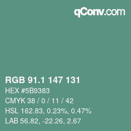 Color code: RGB 91.1 147 131 | qconv.com