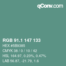 カラーコード: RGB 91.1 147 133 | qconv.com
