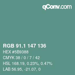 Color code: RGB 91.1 147 136 | qconv.com