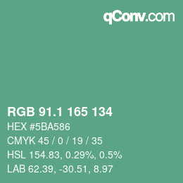 カラーコード: RGB 91.1 165 134 | qconv.com