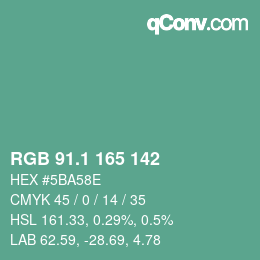 カラーコード: RGB 91.1 165 142 | qconv.com