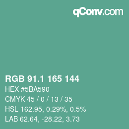 Color code: RGB 91.1 165 144 | qconv.com