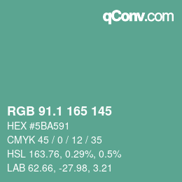 カラーコード: RGB 91.1 165 145 | qconv.com