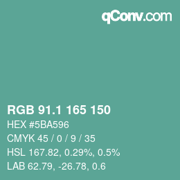 カラーコード: RGB 91.1 165 150 | qconv.com