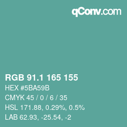 カラーコード: RGB 91.1 165 155 | qconv.com