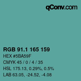 Color code: RGB 91.1 165 159 | qconv.com
