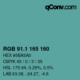 Color code: RGB 91.1 165 160 | qconv.com