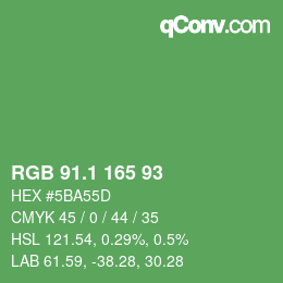 カラーコード: RGB 91.1 165 93 | qconv.com