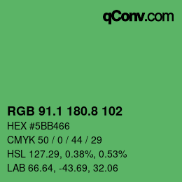 カラーコード: RGB 91.1 180.8 102 | qconv.com