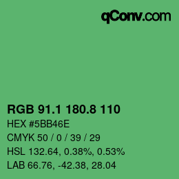 カラーコード: RGB 91.1 180.8 110 | qconv.com