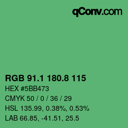カラーコード: RGB 91.1 180.8 115 | qconv.com