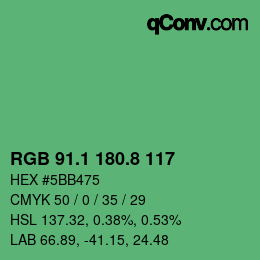 カラーコード: RGB 91.1 180.8 117 | qconv.com