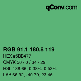 カラーコード: RGB 91.1 180.8 119 | qconv.com