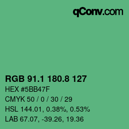 カラーコード: RGB 91.1 180.8 127 | qconv.com