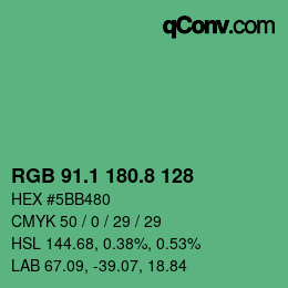 カラーコード: RGB 91.1 180.8 128 | qconv.com