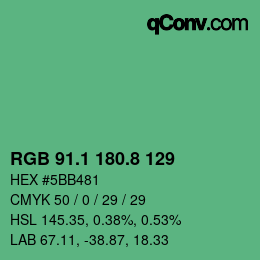 カラーコード: RGB 91.1 180.8 129 | qconv.com