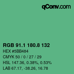 カラーコード: RGB 91.1 180.8 132 | qconv.com