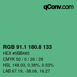 カラーコード: RGB 91.1 180.8 133 | qconv.com