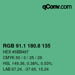 カラーコード: RGB 91.1 180.8 135 | qconv.com