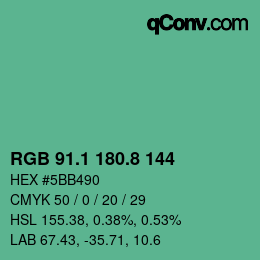 Color code: RGB 91.1 180.8 144 | qconv.com